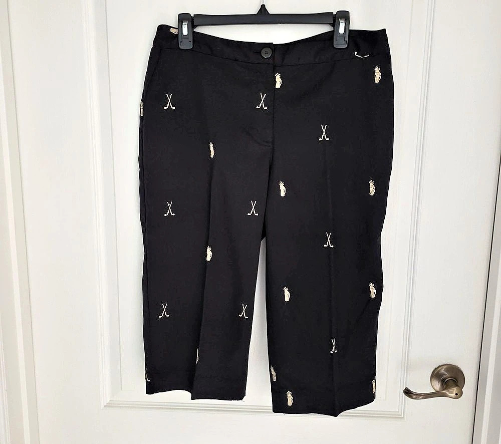Coral Bay Golf Ankle Pants Black Size 10 Like New